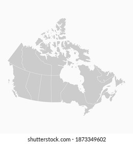 Canada Map Gray Color. Geographic Isolated Gray Vector Country Border Map Of Canada. Vector Illustration