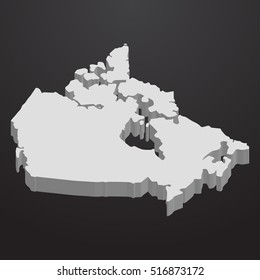 Canada map in gray on a black background 3d