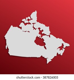 Canada  map in gray with shadows and gradients on a red background