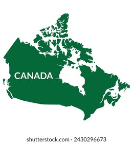 Mapa de Canadá en color verde. Mapa canadiense.	