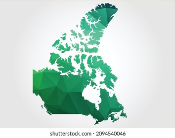 Canada Map Green Color on white background polygonal