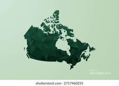 Mapa de Canadá - Ilustración vectorial de estilo de polígono verde, diseño geométrico de bajo poli con silueta limpia sobre fondo verde suave.