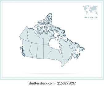 Canada map green vector on white background.