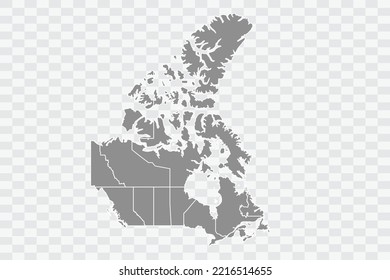 Canadá Mapa el color gris en Png de fondo blanco