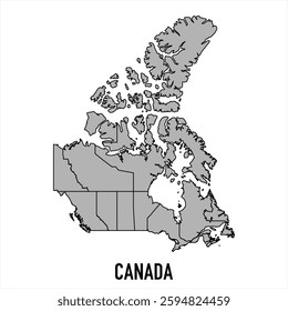 Canada map in grey style isolated on white background. Vector illustration