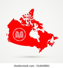 Canada map in Haida flag colors, editable vector.
