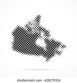 Canada map in halftone. Dotted illustration isolated on a white background.
Vector illustration.