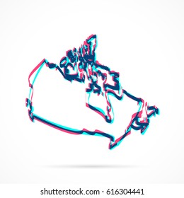 Canada Map hand drawn with blue and pink highlighters, isolated on a blank background.
Vector illustration, easy to edit, manipulate, resize or colorize.