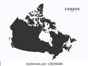 Canada Map Icon. Black Silhouette Simple Style High Detailed Isolated Vector Geographic Template