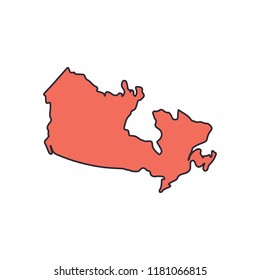 Canada map icon. Cartoon Canada map vector icon for web design isolated on white background