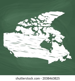 Canada map Icon design, white chalk. Draw a picture on the blackboard.