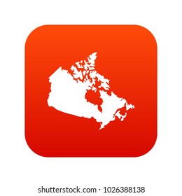 Canada map icon digital red for any design isolated on white vector illustration