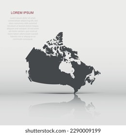 Canada map icon in flat style. Canada illustration pictogram. Country geography sign business concept.