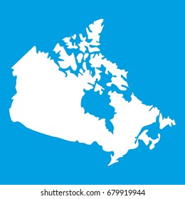 Canada map icon white isolated on blue background vector illustration