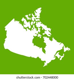 Canada map icon white isolated on green background. Vector illustration
