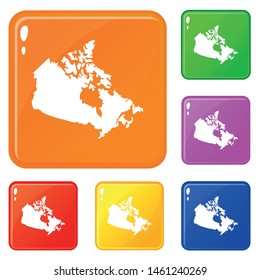 Canada map icons set collection vector 6 color isolated on white background