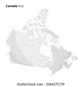 Canada map illustration in blockchain technology network style isolated on white background. Block chain polygon peer to peer network connected lines technique. Cryptocurrency fintech business concept