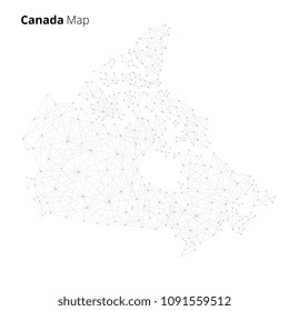 Canada map illustration in blockchain technology network style isolated on white background. Block chain polygon peer to peer network connected lines technique. Cryptocurrency fintech business concept