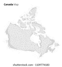 Canada map illustration in blockchain technology network style isolated on white background. Block chain polygon peer to peer network connected lines technique. Cryptocurrency fintech business concept