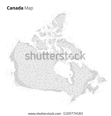 Canada map illustration in blockchain technology network style isolated on white background. Block chain polygon peer to peer network connected lines technique. Cryptocurrency fintech business concept
