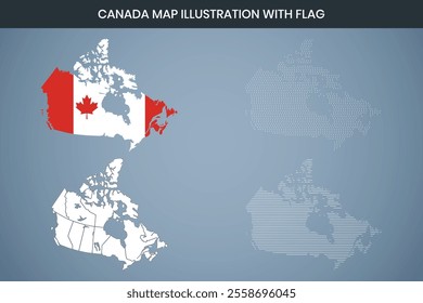 Canada Map Illustration with Flag