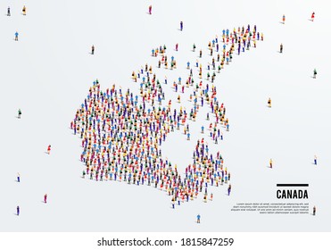 Canada Map. Large group of people form to create a shape of Canada Map. vector illustration.