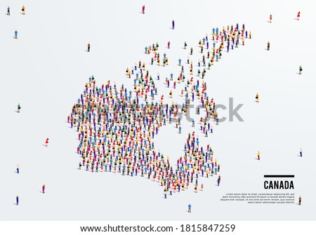 Canada Map. Large group of people form to create a shape of Canada Map. vector illustration.