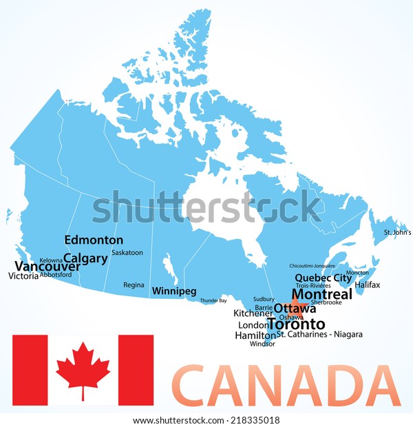 Big Cities In Canada Map Canada Map Largest Cities Carefully Scaled Stock Vector (Royalty Free)  218335018 | Shutterstock