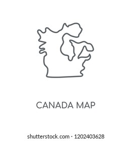 Canada map linear icon. Canada map concept stroke symbol design. Thin graphic elements vector illustration, outline pattern on a white background, eps 10.