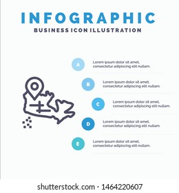 Canada, Map, Location Line icon with 5 steps presentation infographics Background. Vector Icon Template background