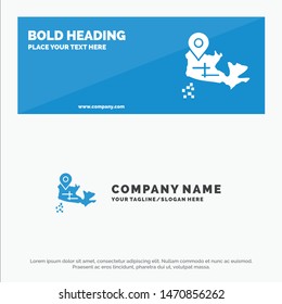 Canada, Map, Location SOlid Icon Website Banner and Business Logo Template. Vector Icon Template background