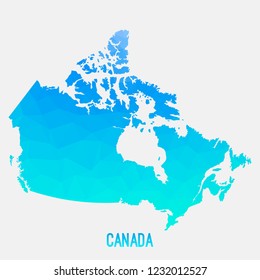 Canada map low poly geometric polygonal,mosaic style,abstract tessellation,modern design background. Geometric cover, mockup. Vector illustration EPS10.