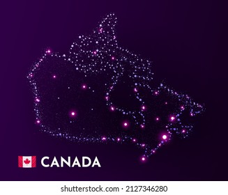 Canada map made of stars and dots. Globalization concept. Space view. Vector illustration