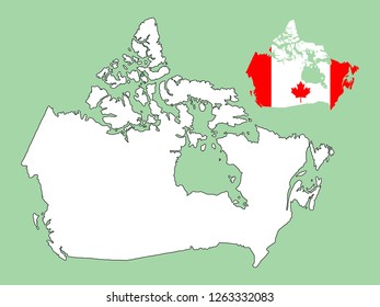 Canada map with national flag