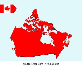 Canada map with national flag