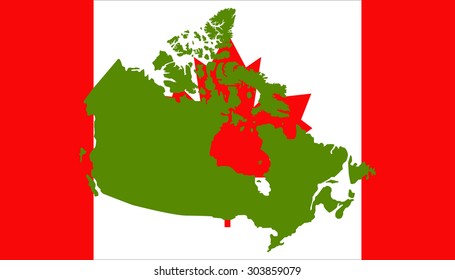 Canada map on a flag background