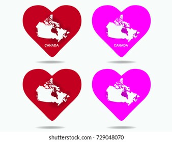 canada map on heart collection.