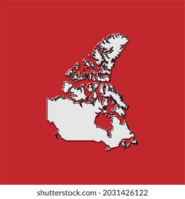 Canada map on red background