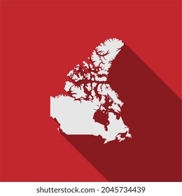 Canada map on red background with long shadow