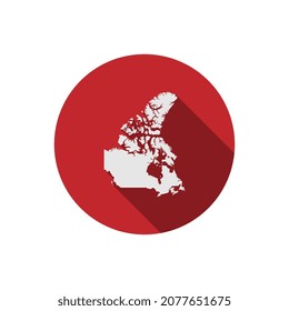 Canada map on red circle with long shadow