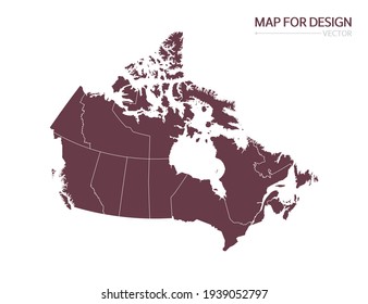 Canada Map On White Background Vector Illustration.