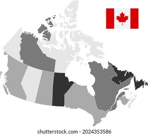 Canada Map On White. No text - vector illustration. Regions and provinces.