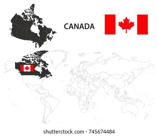 Canada Map On World Map Flag Stock Vector (Royalty Free) 745674484 ...