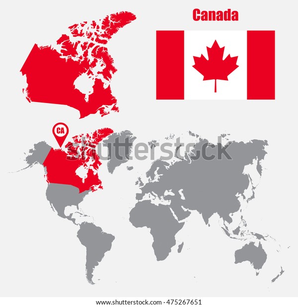 Canada Map On World Map Flag Stock Vektorgrafik Lizenzfrei