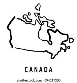 Canada Map Outline - Smooth Simplified Country Shape Map Vector.