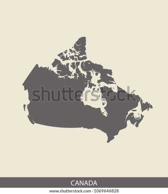 Canada Map Outline Vector Illustration Gray Stock Vector (Royalty Free ...