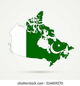 Canada map in Pakistan flag colors, editable vector.