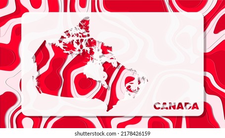 Canada Map with Paper Cut Waves Background Shape perfect for Greeting Card, Desktop Wallpaper, and Banner