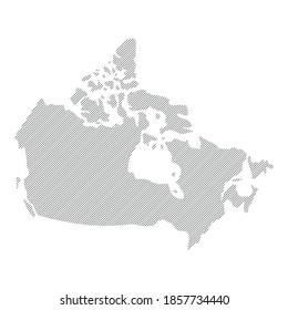 Canada map from pattern of black slanted parallel lines. Vector illustration.