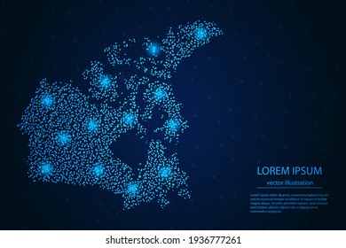 Kanada-Karte von Punkt-blau und leuchtenden Sternen auf dunklem Hintergrund. Vektor eps10.